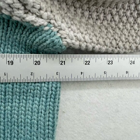 Roolee Sweater Womens Sz 3XL Cream Teal Green Colorblock Crew Neck Knit Pullover - Picture 3 of 12
